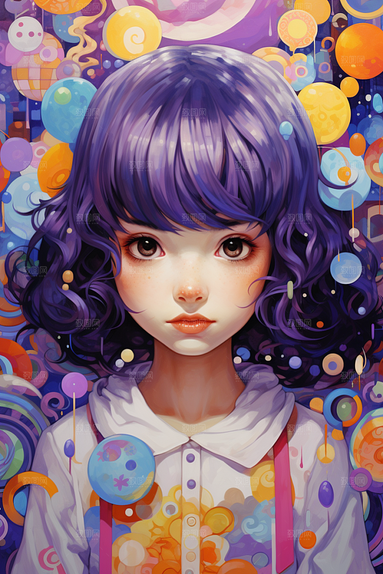 多巴胺女孩高清形象插画
