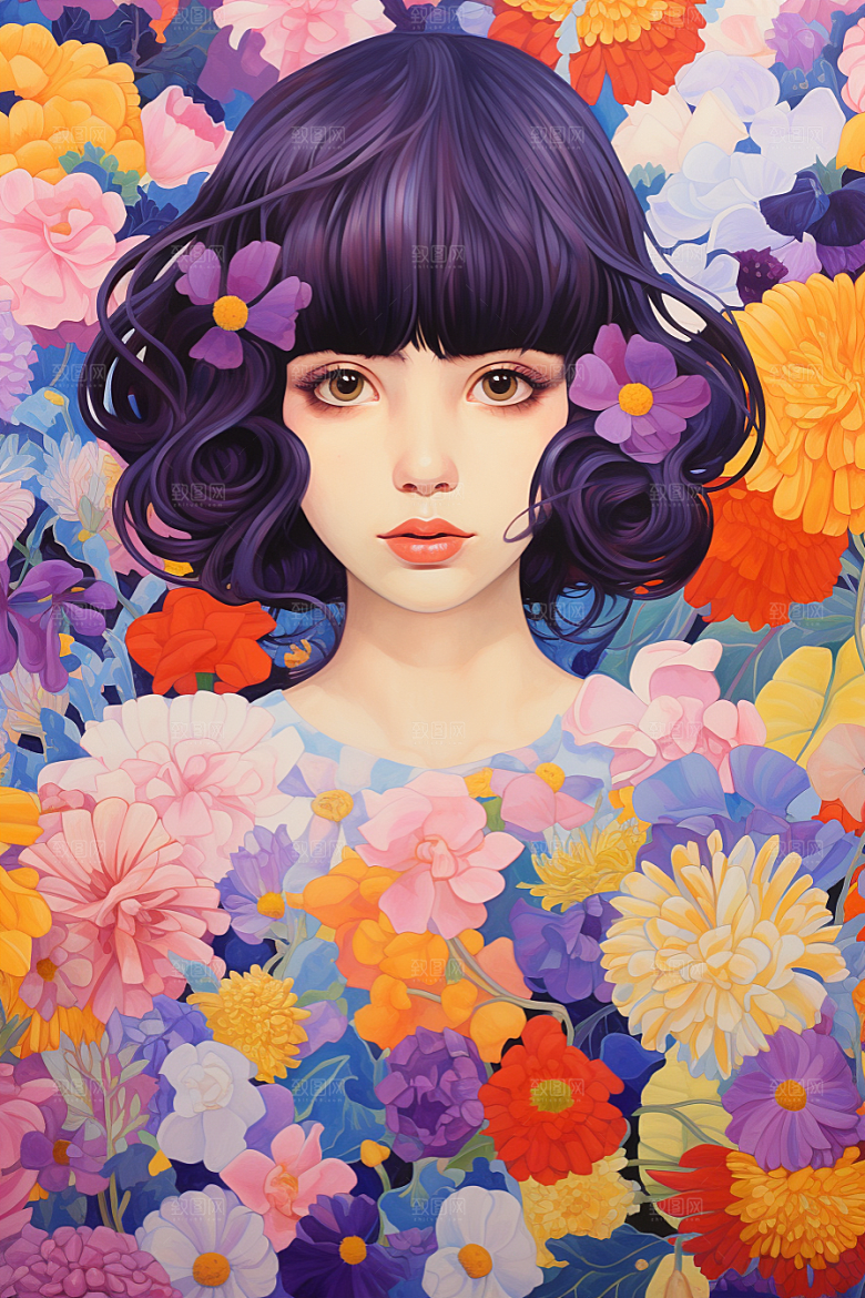 多巴胺女孩穿搭少女插画
