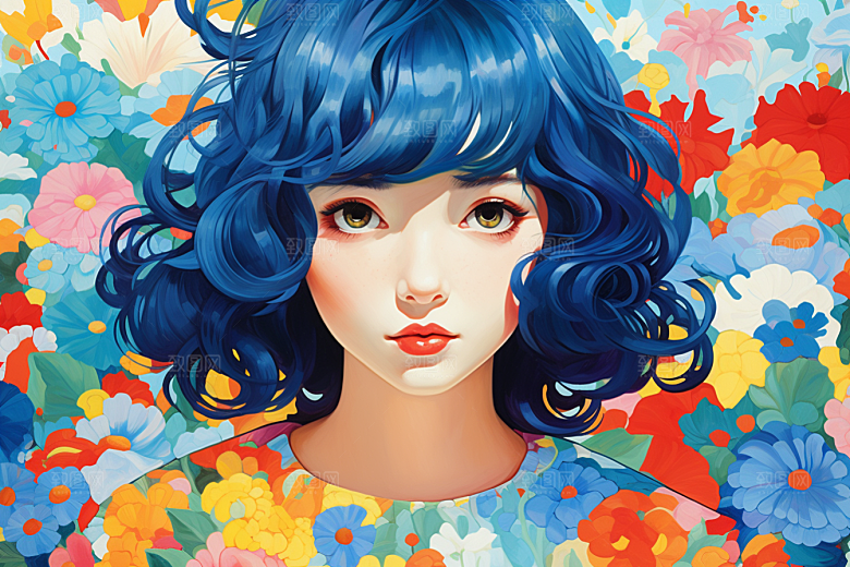 多巴胺女孩形象可爱插画