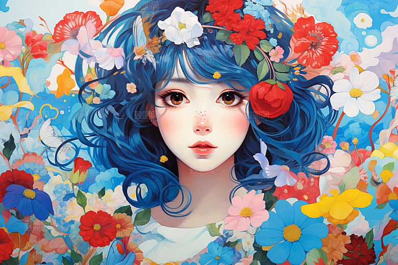 多巴胺女孩高清少女插画