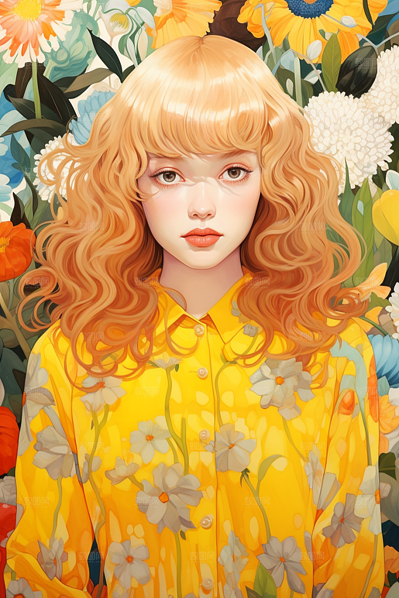 多巴胺女孩高清可爱插画