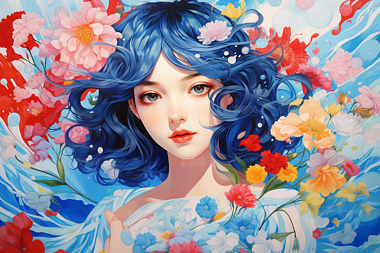 多巴胺女孩彩色少女插画