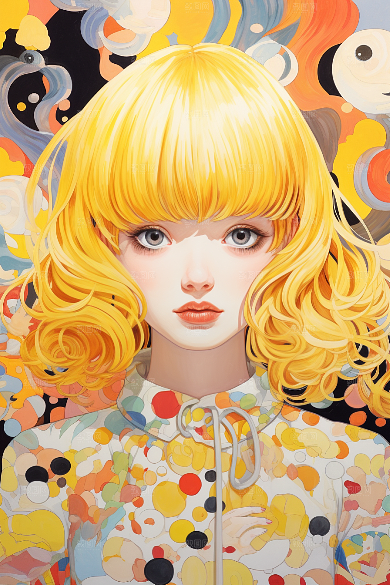 多巴胺女孩少女高清插画