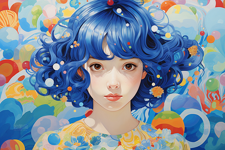 多巴胺女孩彩色少女插画