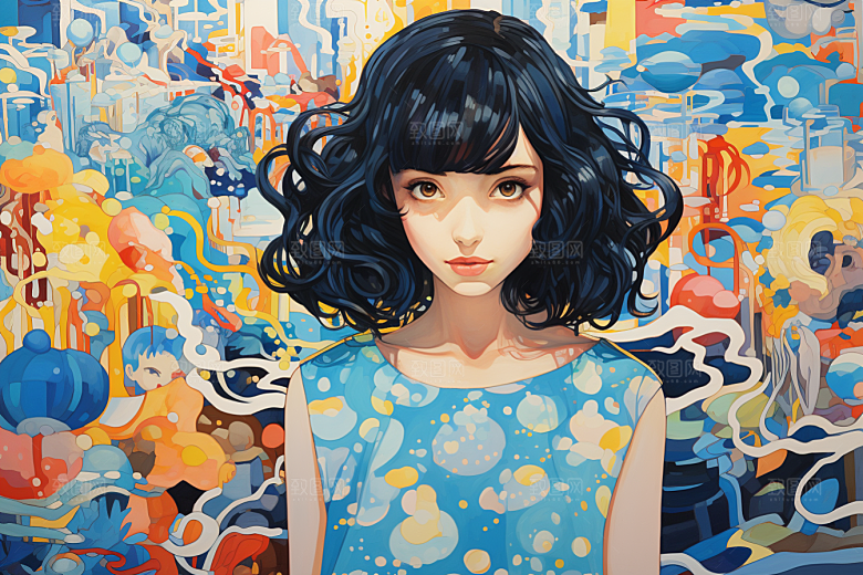 多巴胺女孩高清艺术感插画