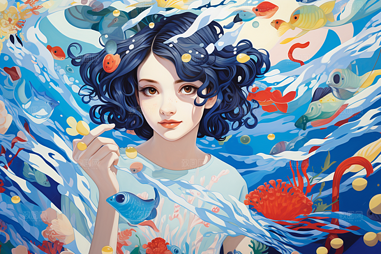 多巴胺女孩高清穿搭插画