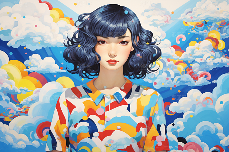 多巴胺女孩穿搭可爱插画