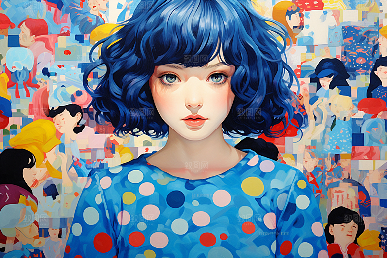 多巴胺女孩手绘形象插画