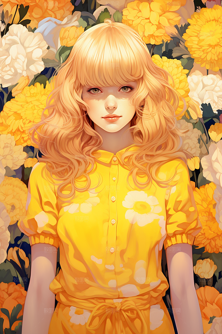 多巴胺女孩彩色五彩斑斓插画