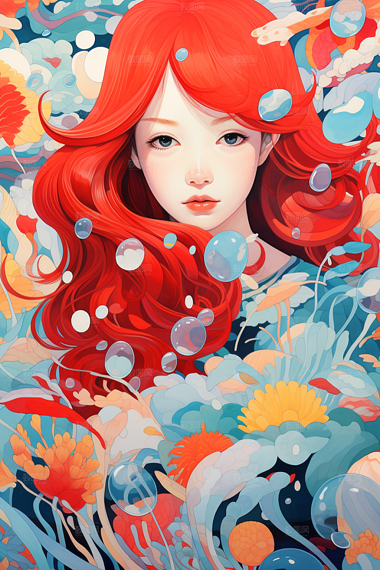 多巴胺女孩少女缤纷插画