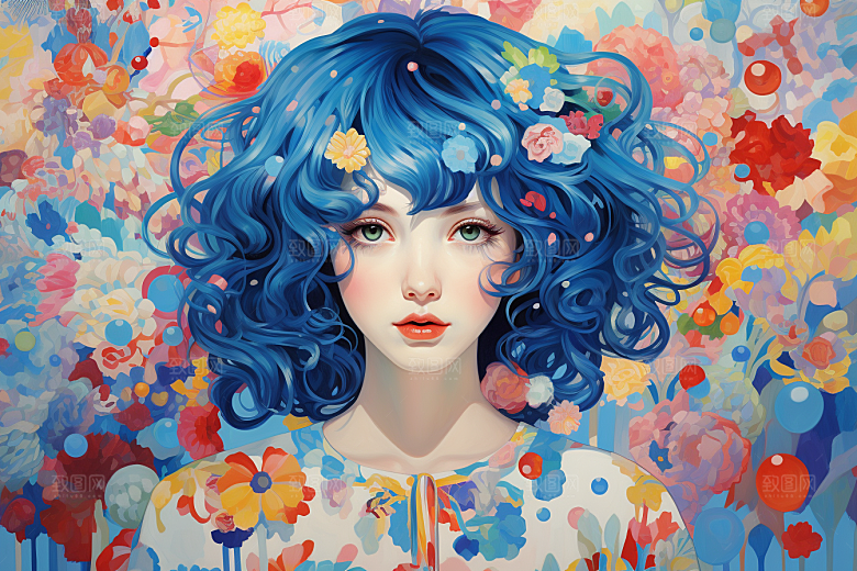 多巴胺女孩手绘形象插画