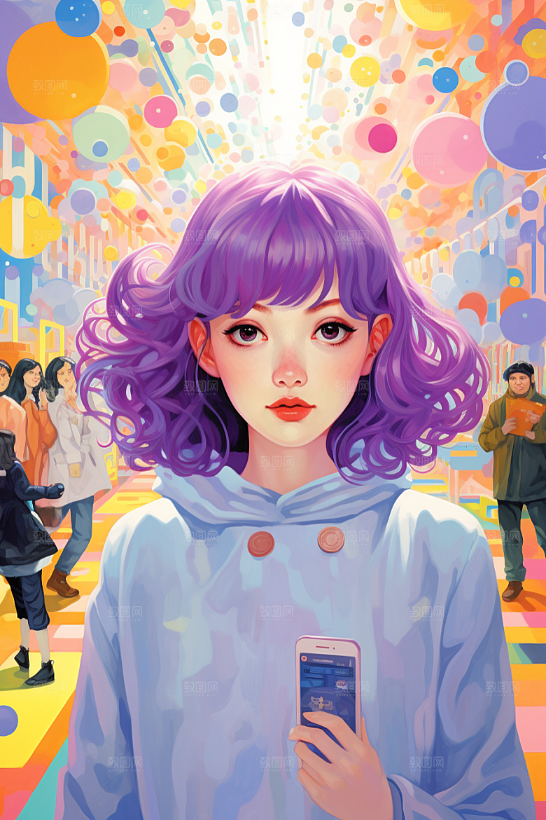 多巴胺女孩穿搭可爱插画