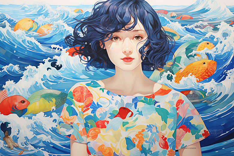 多巴胺女孩彩色少女插画