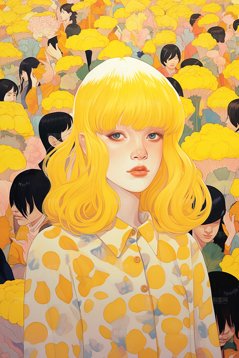 多巴胺女孩高清少女插画