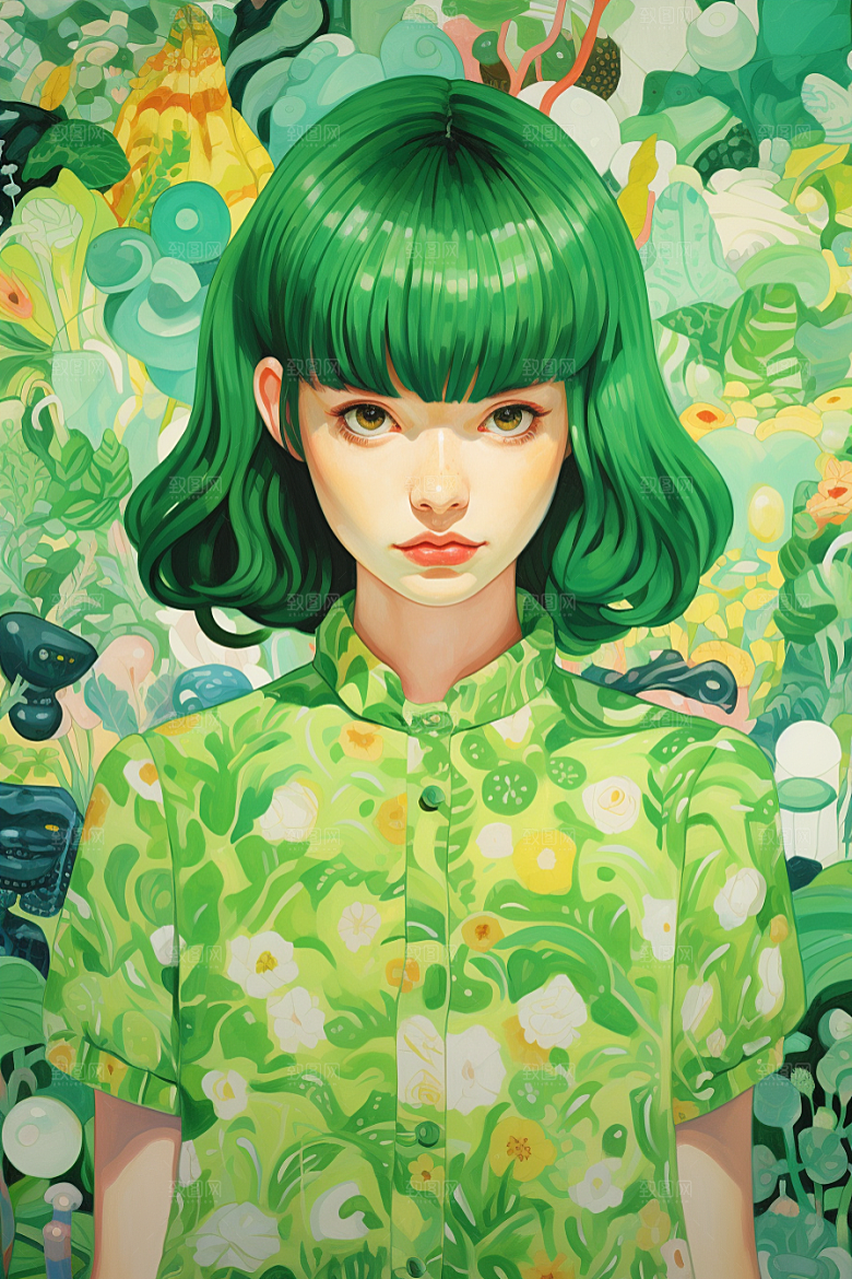 多巴胺女孩手绘穿搭插画