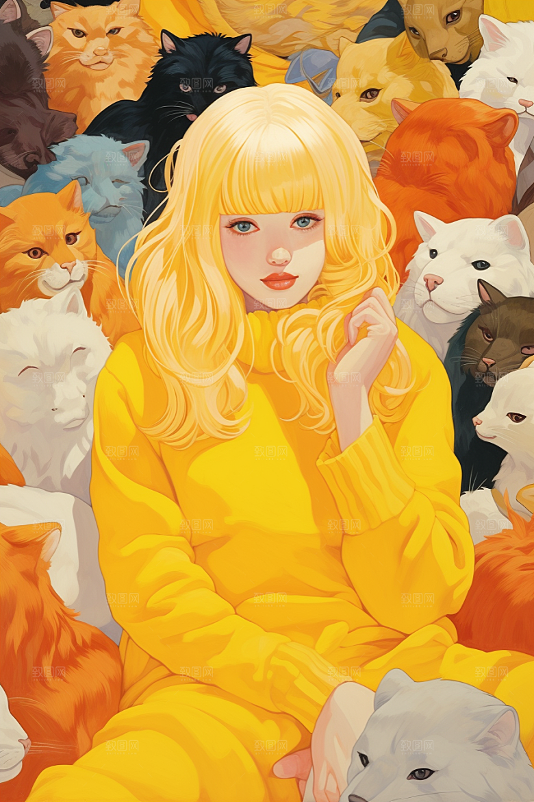 多巴胺女孩高清穿搭插画