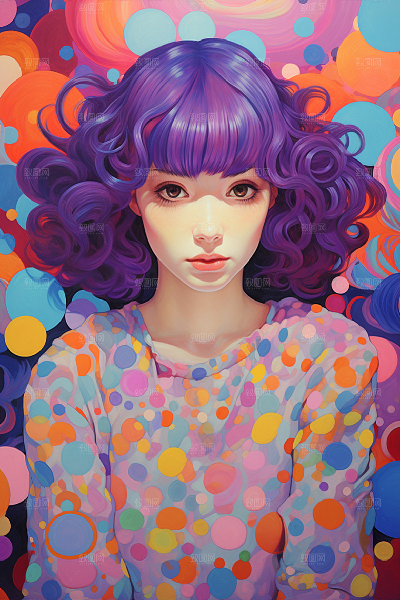 多巴胺女孩少女可爱插画