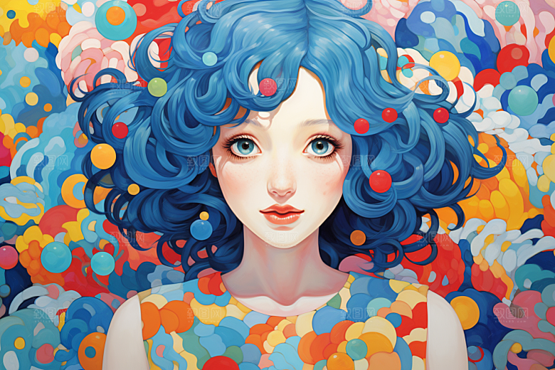 多巴胺女孩穿搭少女插画