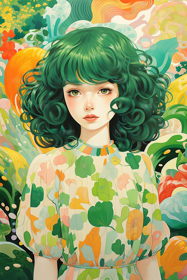 多巴胺女孩穿搭缤纷插画