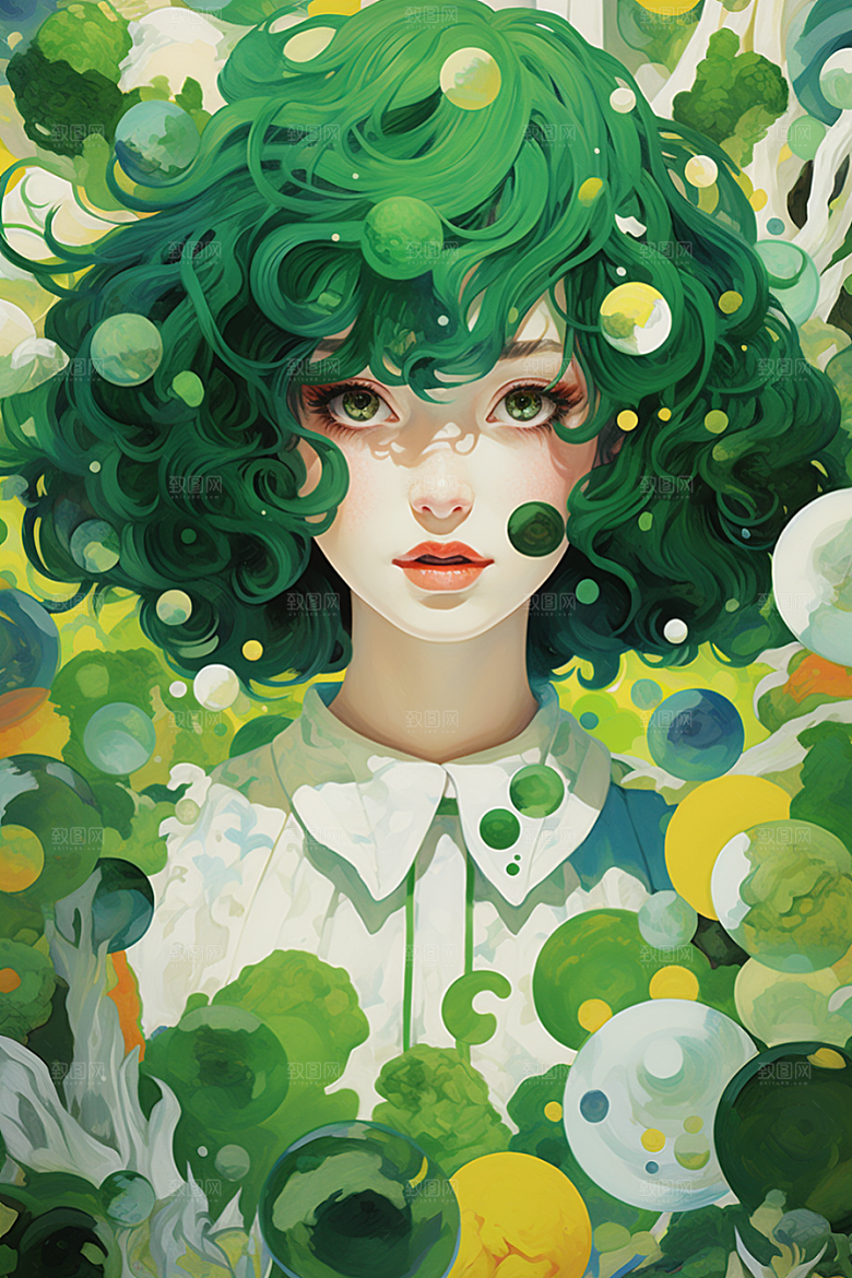 多巴胺女孩高清艺术感插画