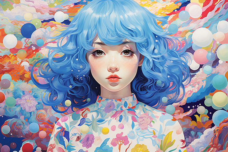 多巴胺女孩缤纷高清插画