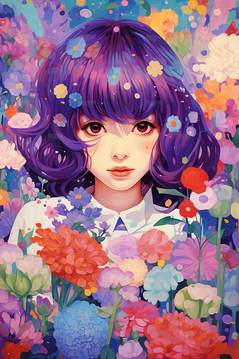 多巴胺女孩手绘形象插画