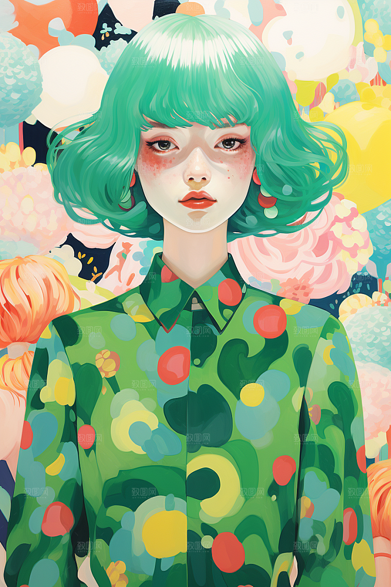 多巴胺女孩穿搭缤纷插画