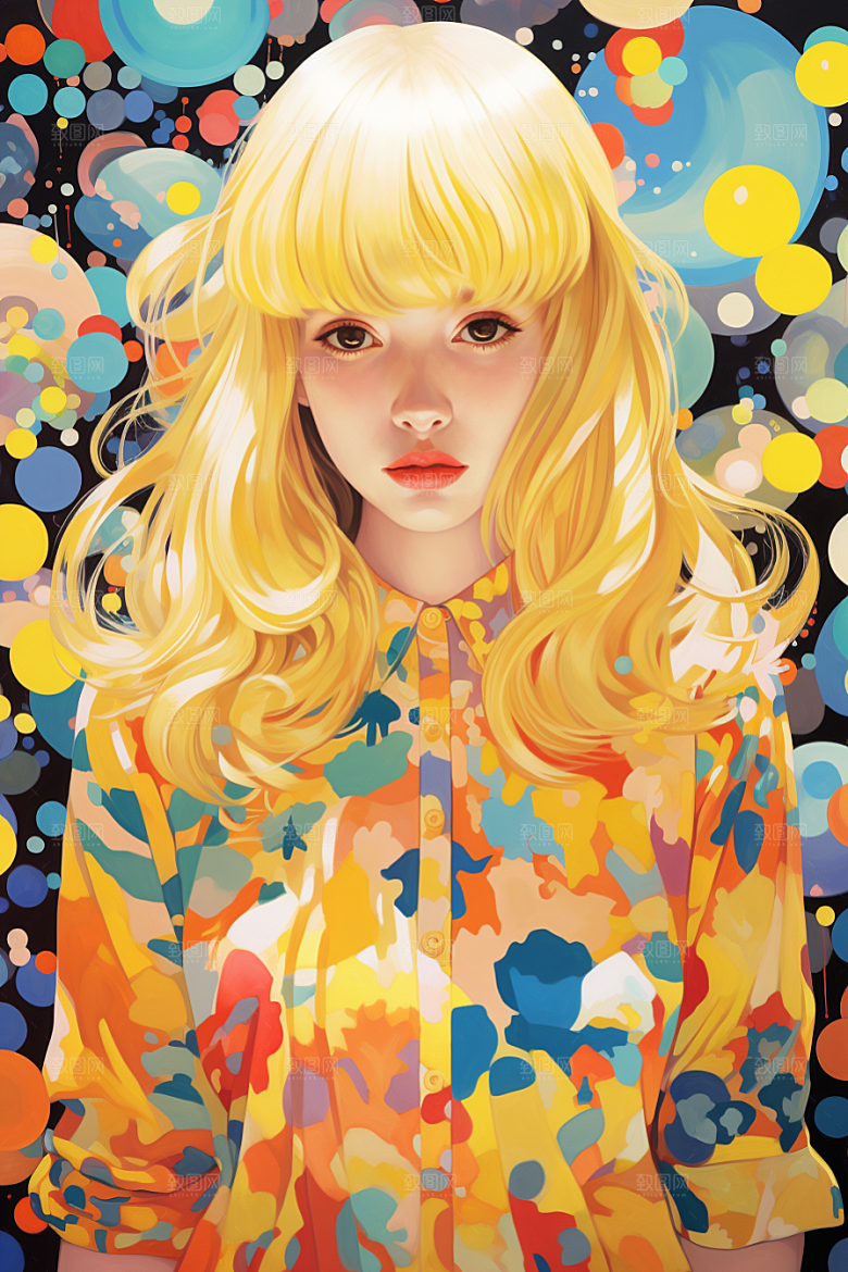 多巴胺女孩彩色少女插画
