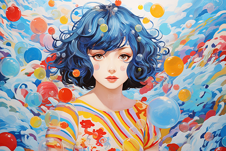 多巴胺女孩少女穿搭插画
