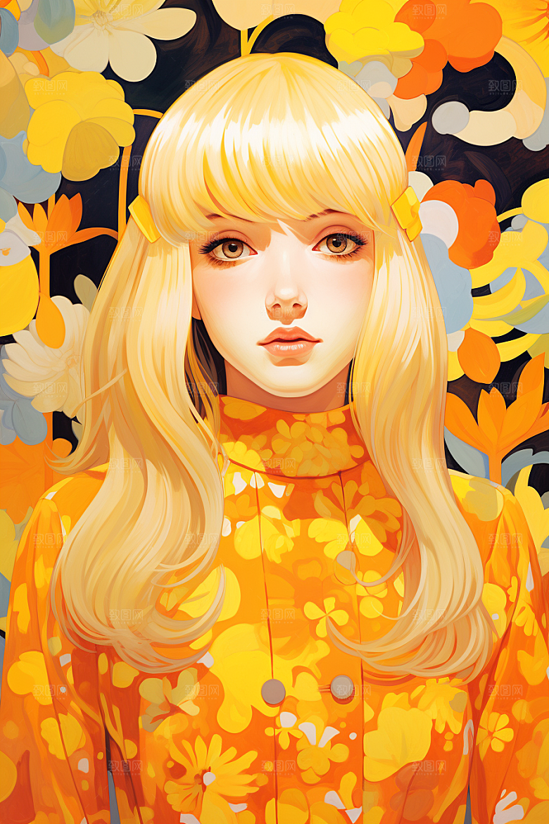多巴胺女孩穿搭缤纷插画