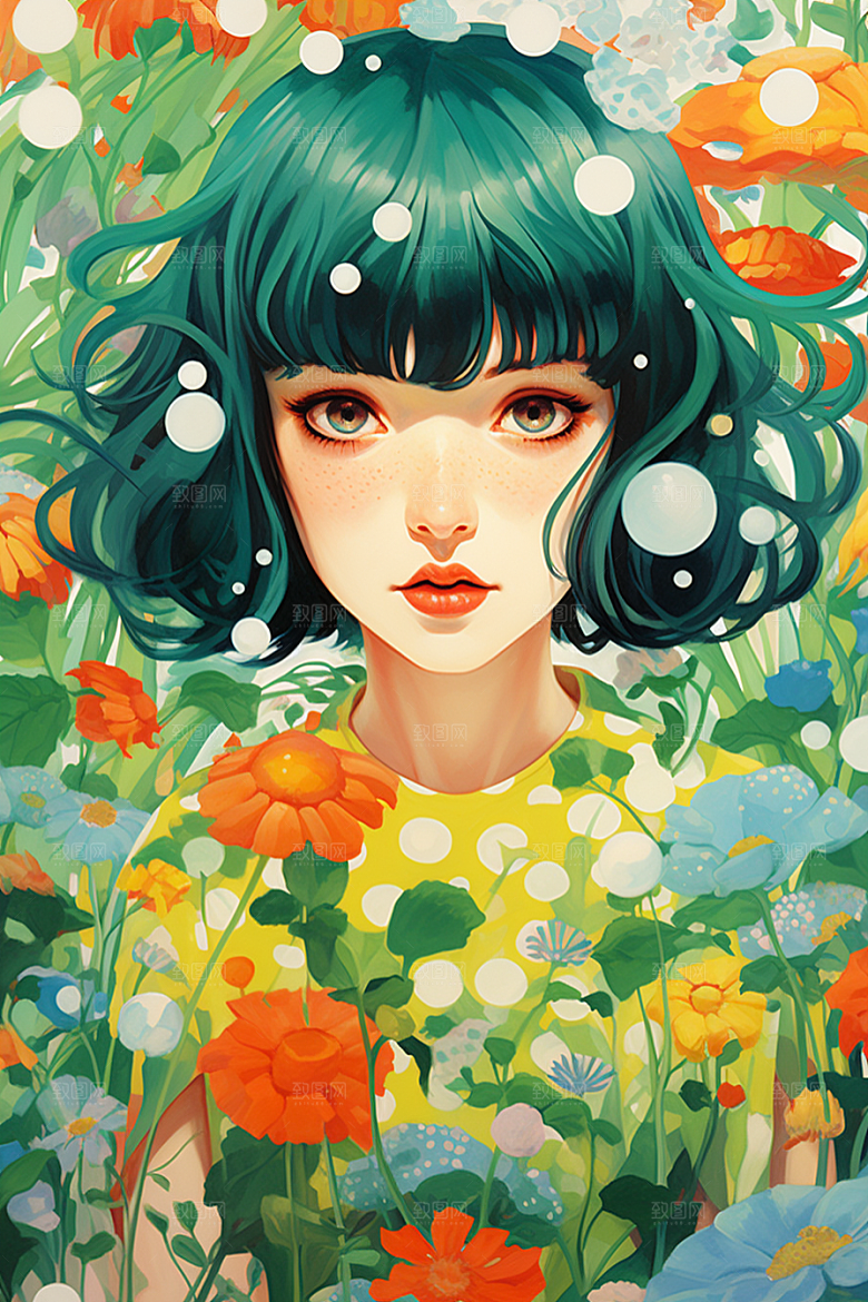 多巴胺女孩少女形象插画