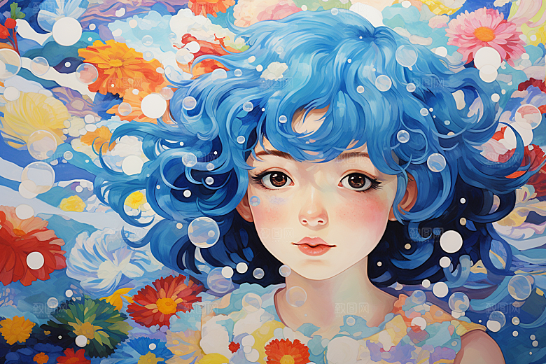 多巴胺女孩彩色艺术感插画