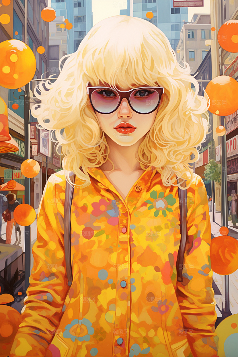 多巴胺女孩艺术感穿搭插画