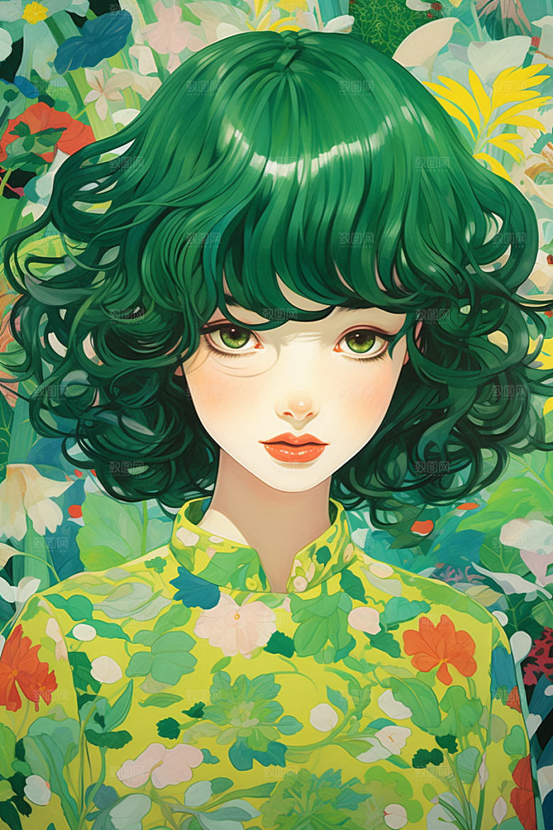 多巴胺女孩高清五彩斑斓插画