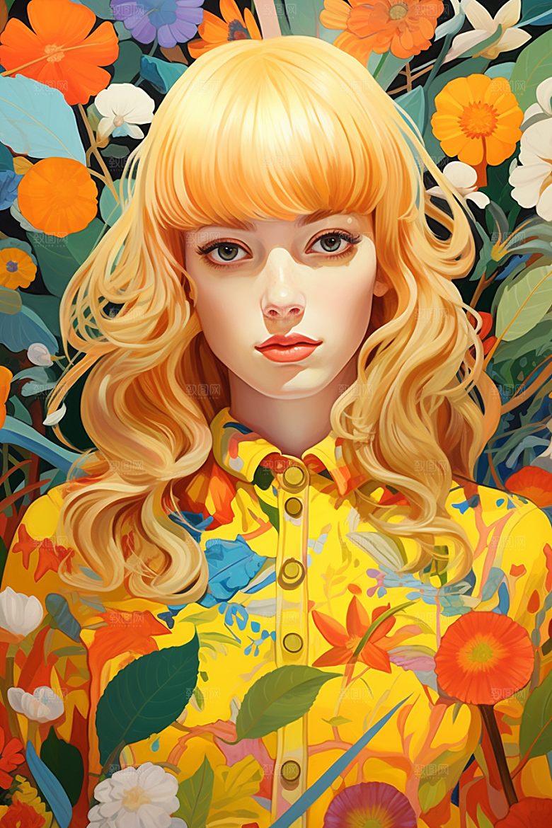 多巴胺女孩少女缤纷插画