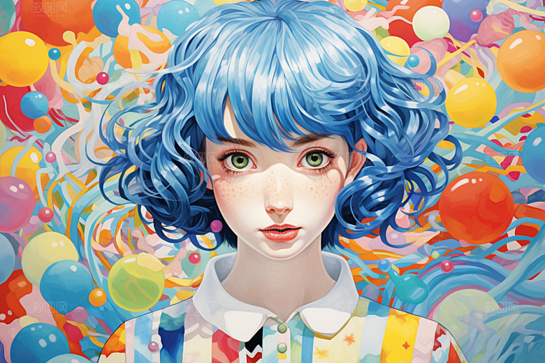 多巴胺女孩高清形象插画