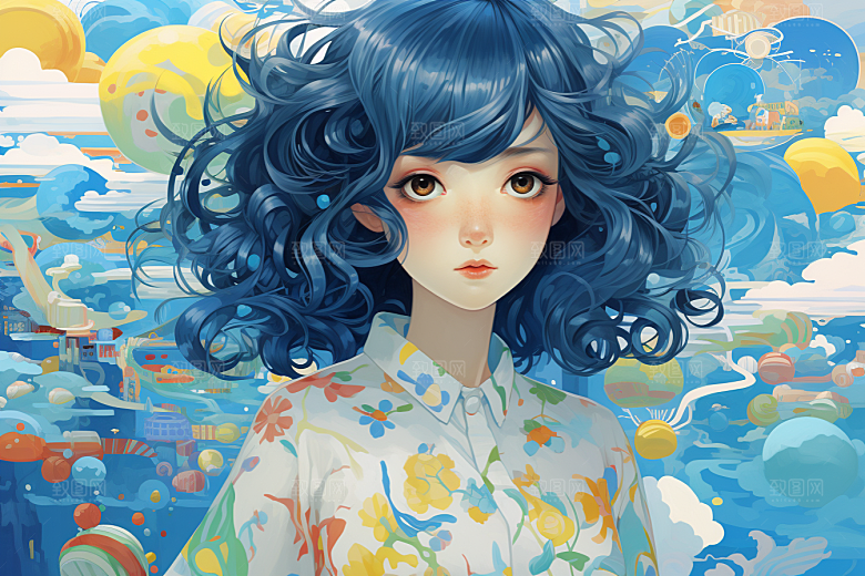 多巴胺女孩穿搭少女插画