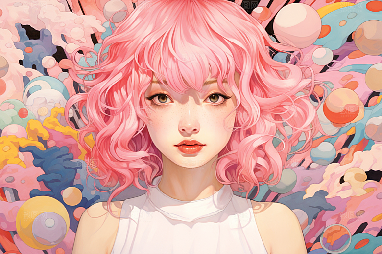 多巴胺女孩高清彩色插画