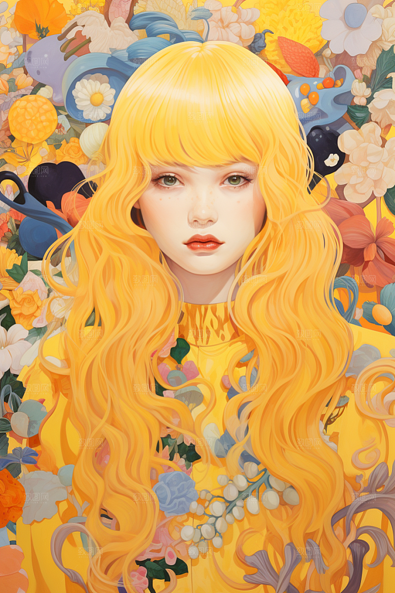 多巴胺女孩少女穿搭插画