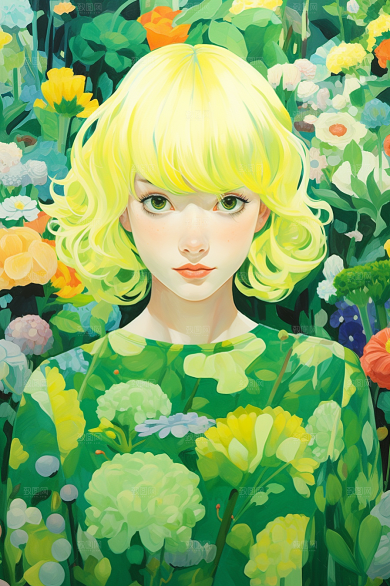 多巴胺女孩缤纷可爱插画
