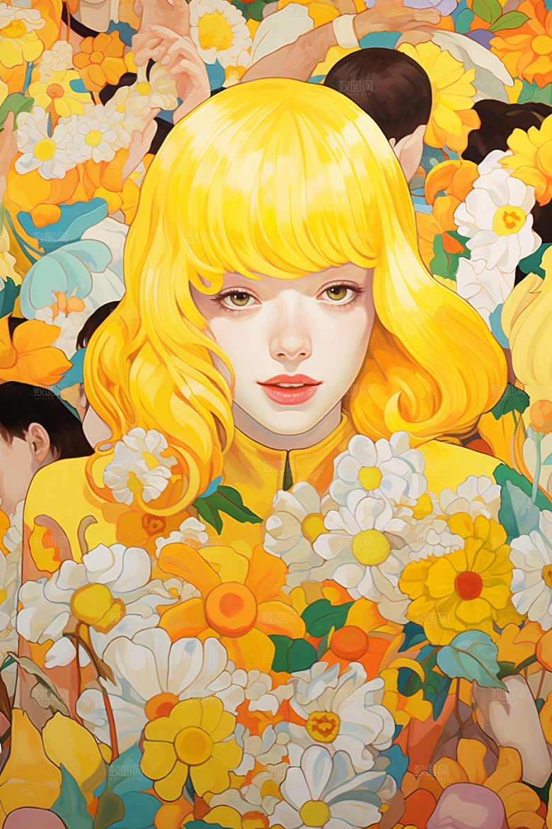多巴胺女孩少女缤纷插画