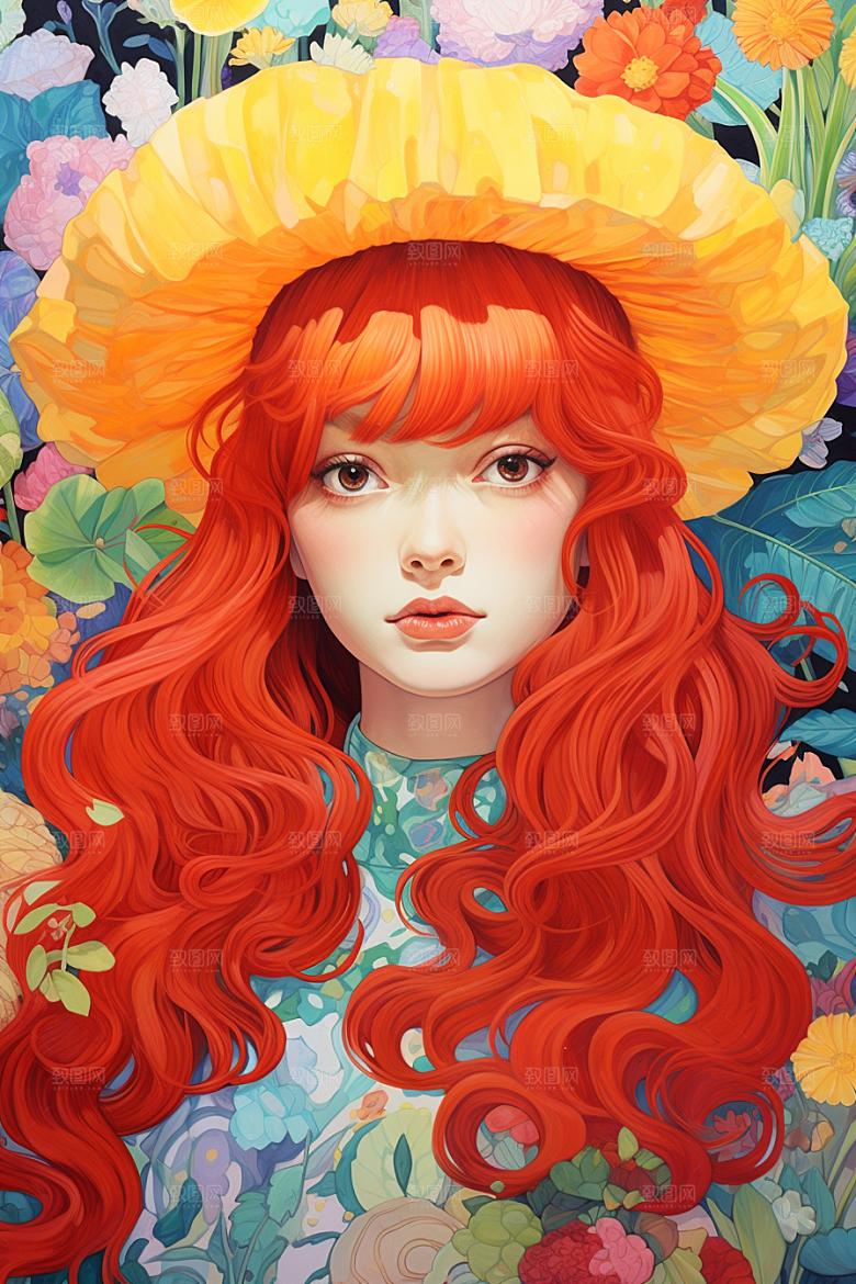 多巴胺女孩可爱高清插画