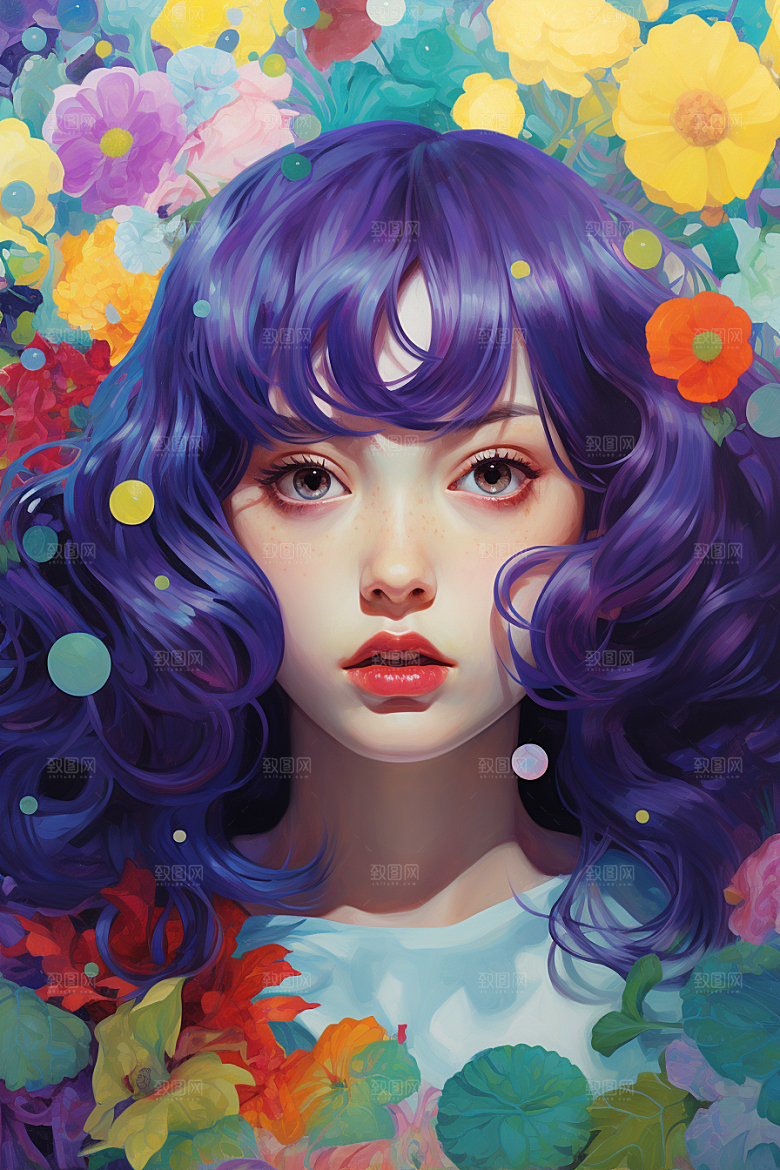 多巴胺女孩可爱高清插画