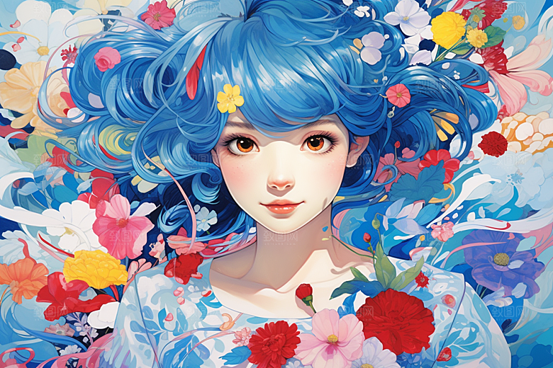 多巴胺女孩手绘缤纷插画
