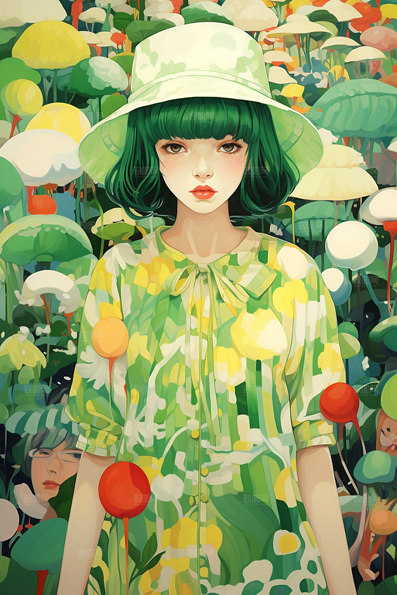 多巴胺女孩彩色艺术感插画