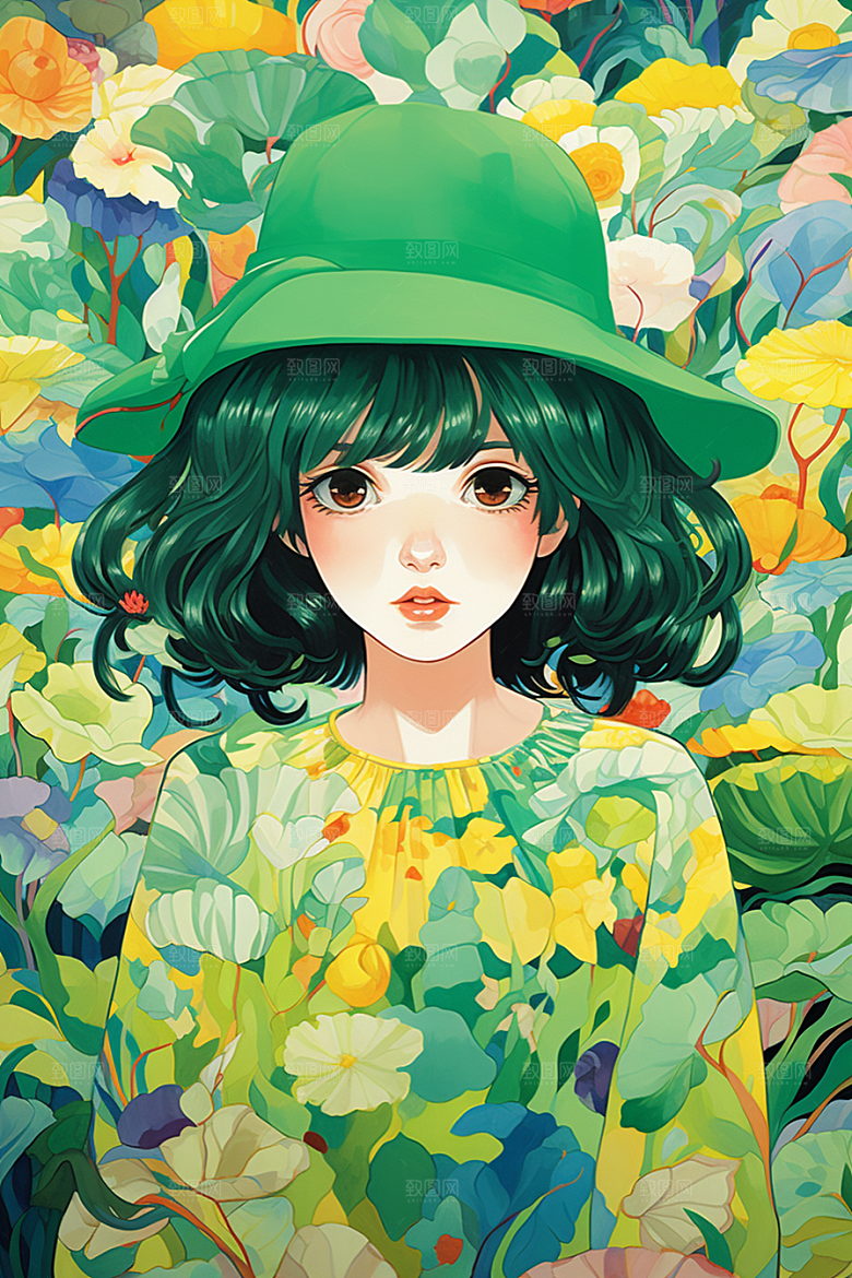 多巴胺女孩少女可爱插画