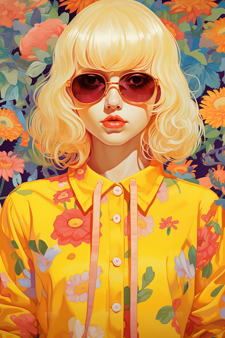 多巴胺女孩高清彩色插画