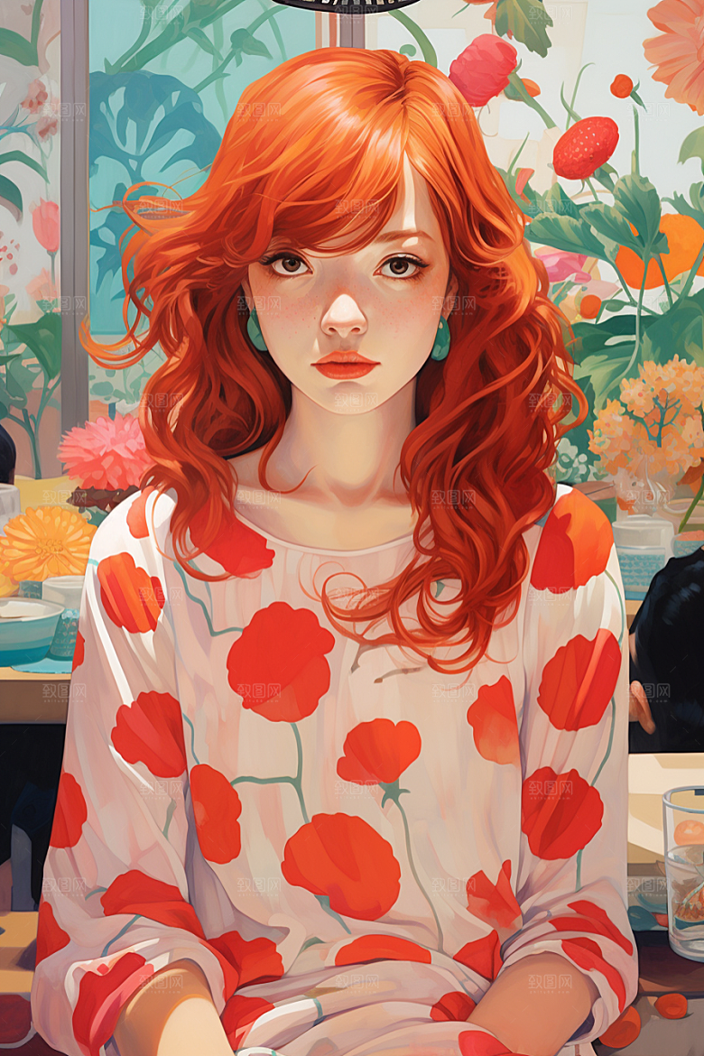 多巴胺女孩彩色少女插画