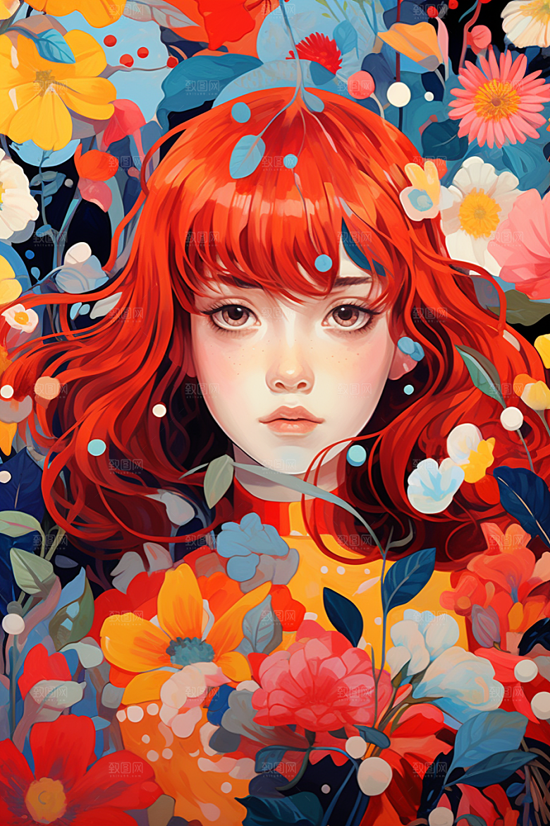 多巴胺女孩高清少女插画