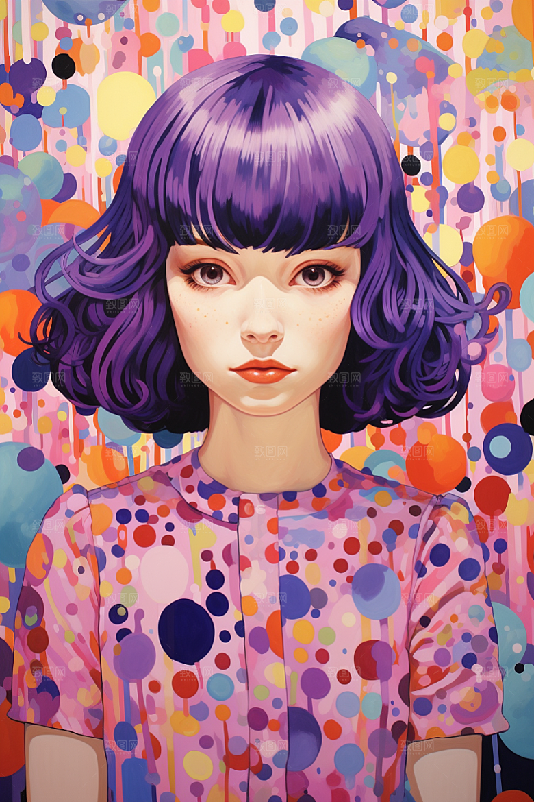 多巴胺女孩高清穿搭插画